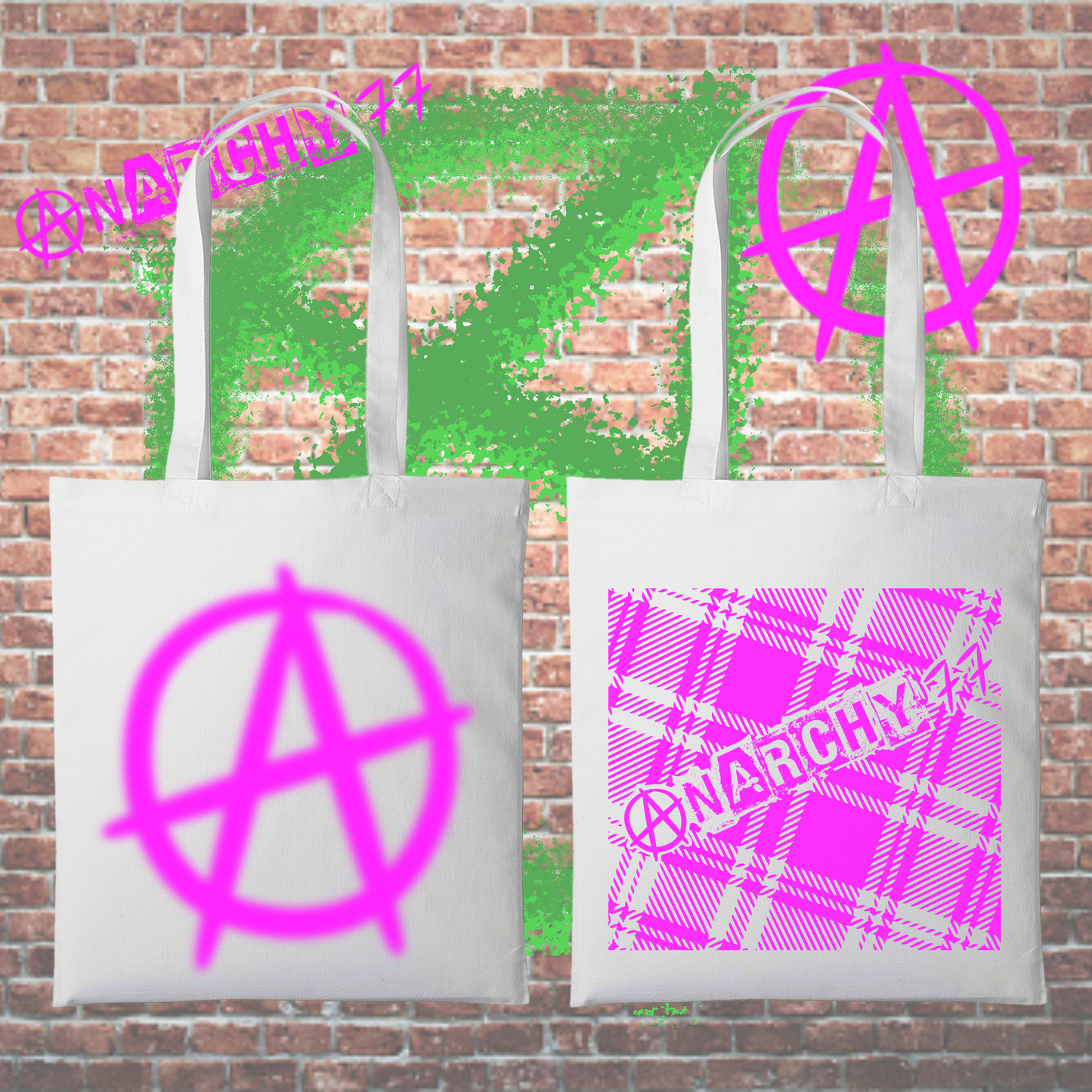 Anarchy 77 Tote Bag white and pink