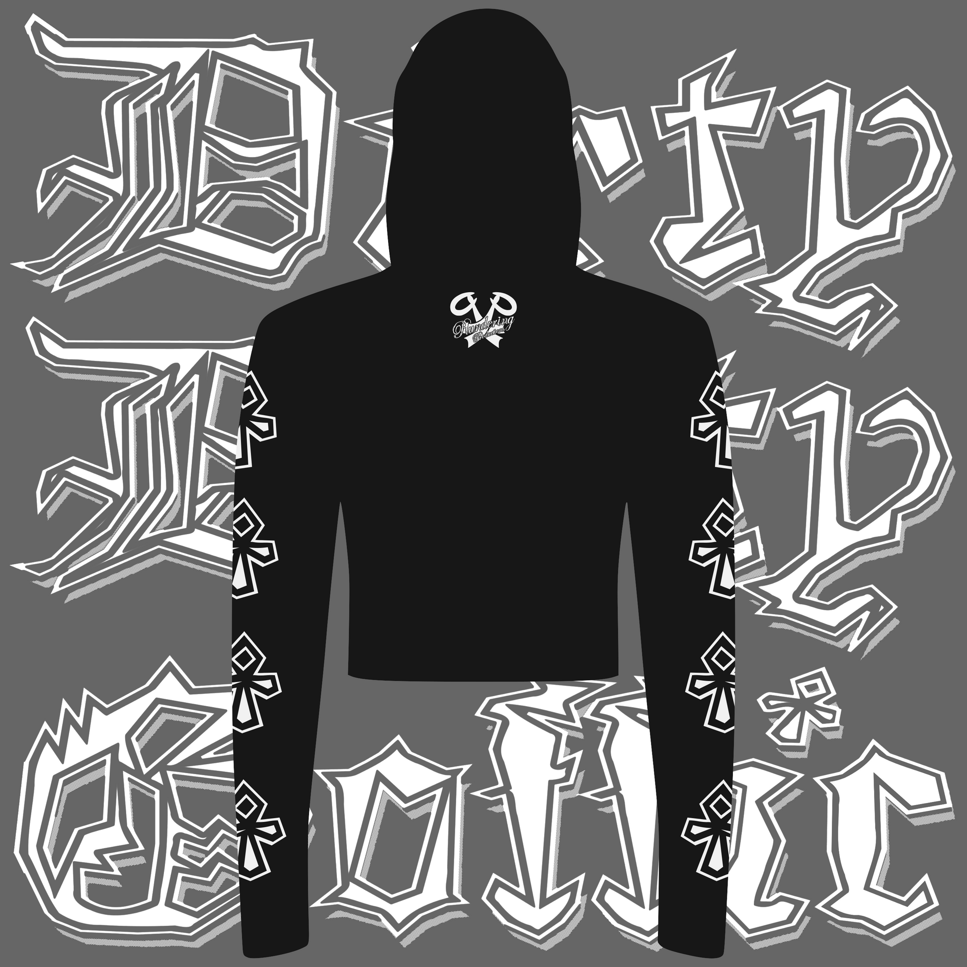 Dirty Dirty Goffic Cropped Hooded Long Sleeve T-Shirt