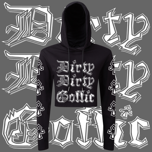 Dirty Dirty Goffic Cropped Hooded Long Sleeve T-Shirt