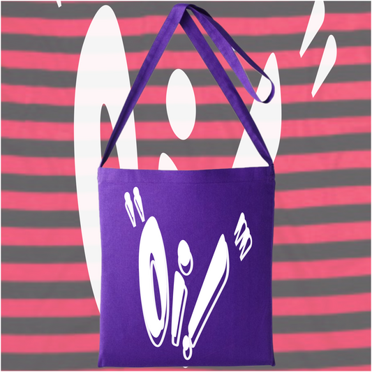 "Oi!" Over The Shoulder Tote Bag purple