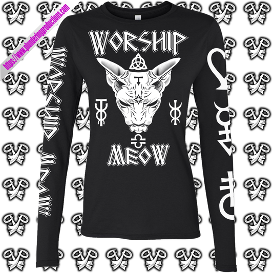 Worship Meow Long Sleeve T-Shirt Price Reduced