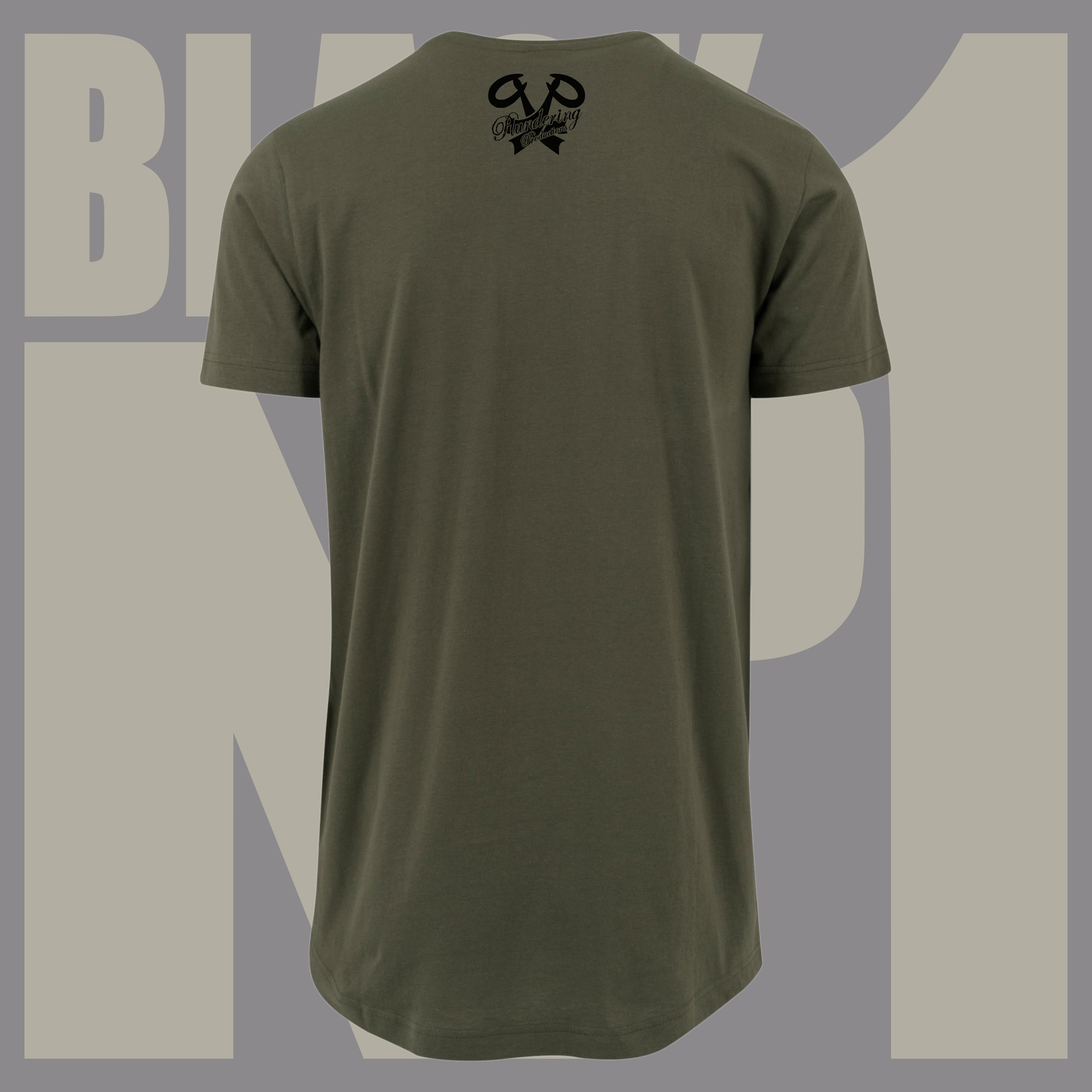 men's Black No1 Long Body T-shirt olive green
