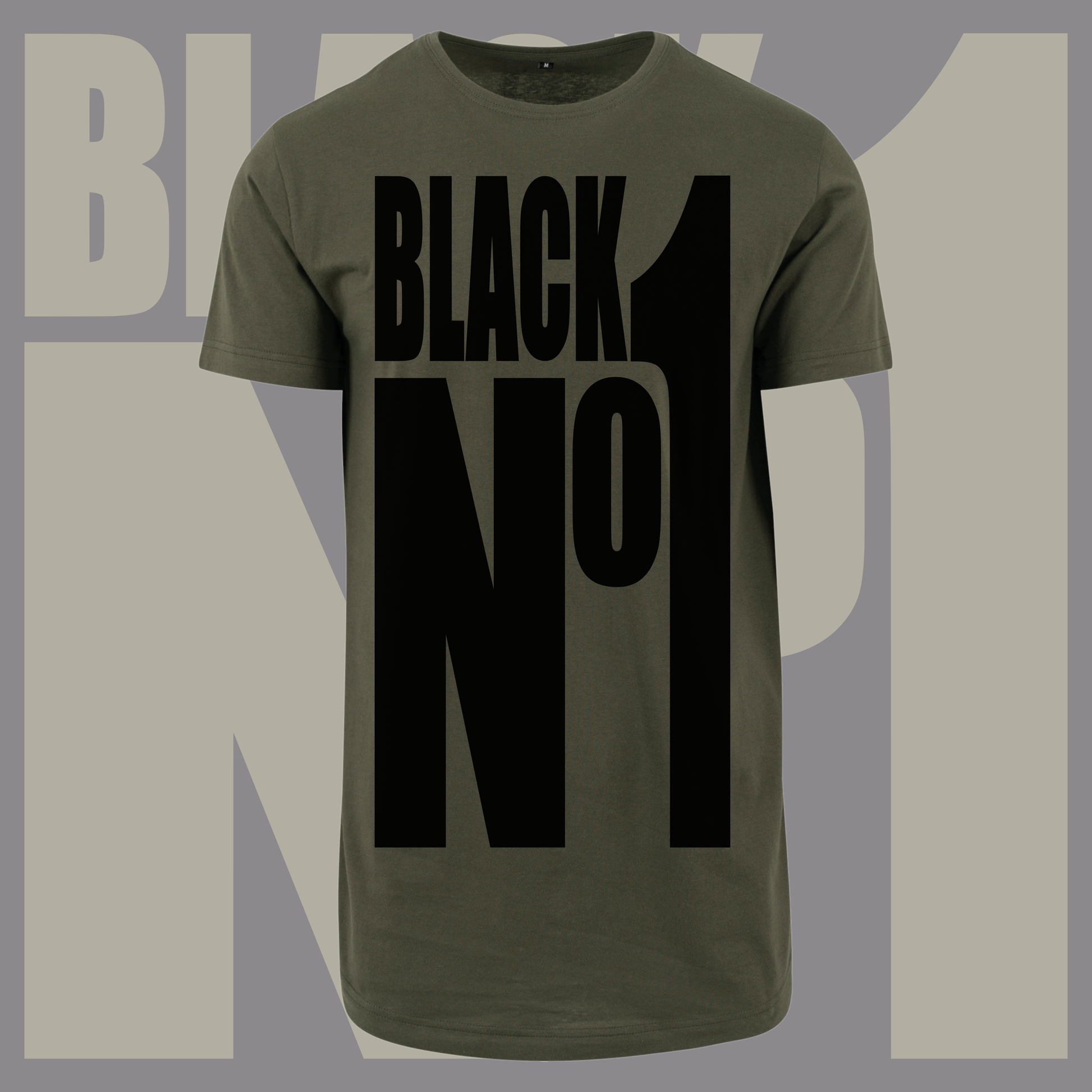 men's Black No1 Long Body T-shirt olive green
