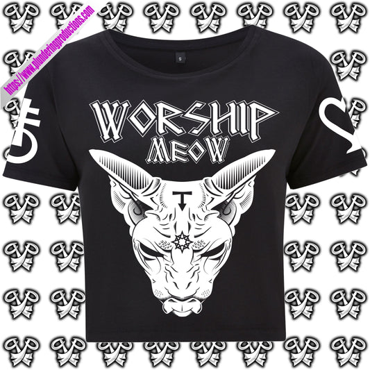 Worship Meow Cropped T-shirt