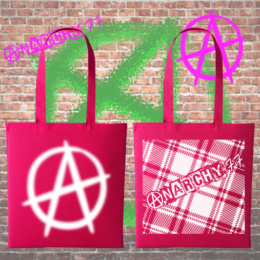 Anarchy 77 Tote Bag pink and white