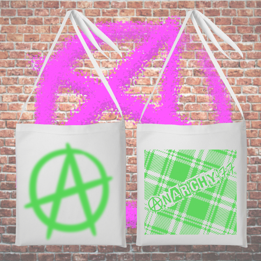 Anarchy 77 The Shoulder Tote Bag white and green