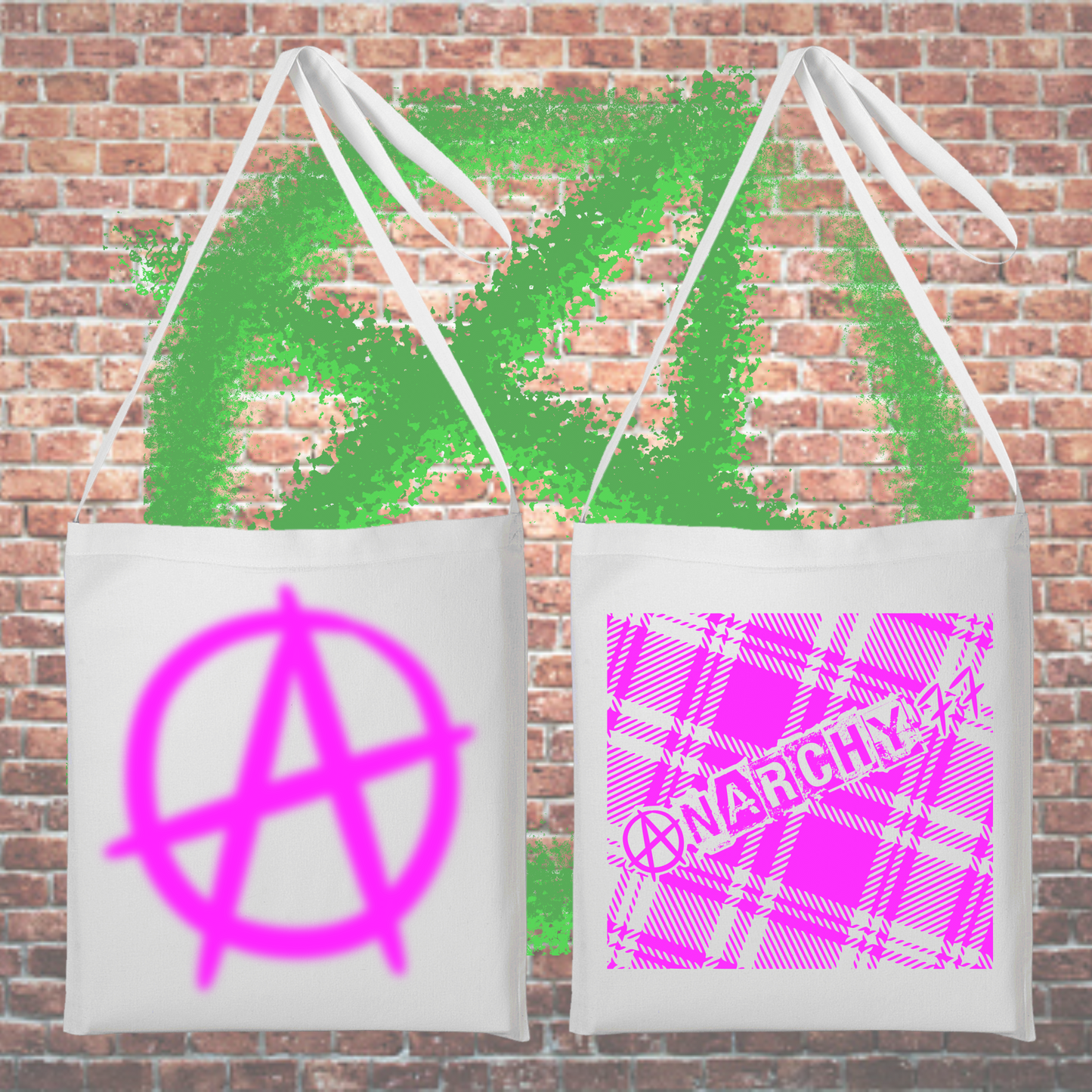 Anarchy 77 The Shoulder Tote Bag white and pink
