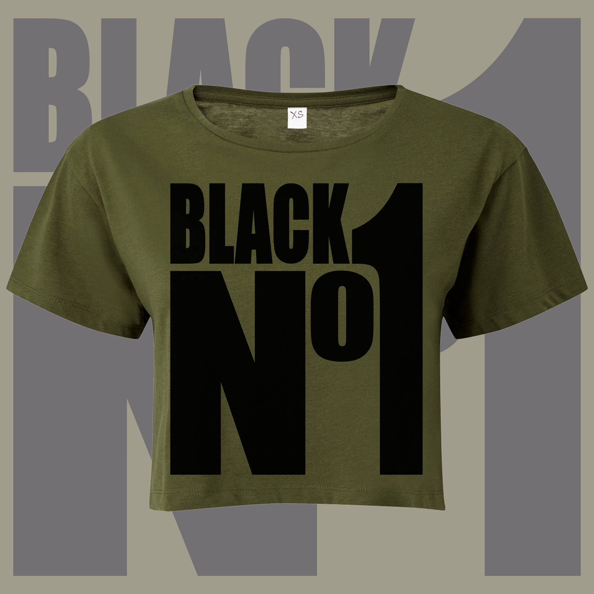 Black No1 Cropped T-shirt olive green