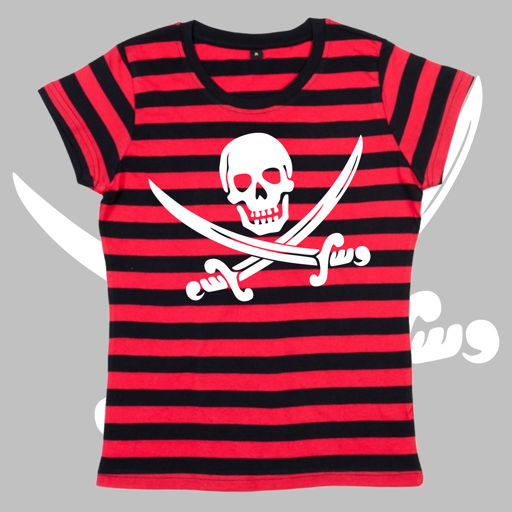 Women's Jolly Roger Stripy Capped Sleeved T-shirt