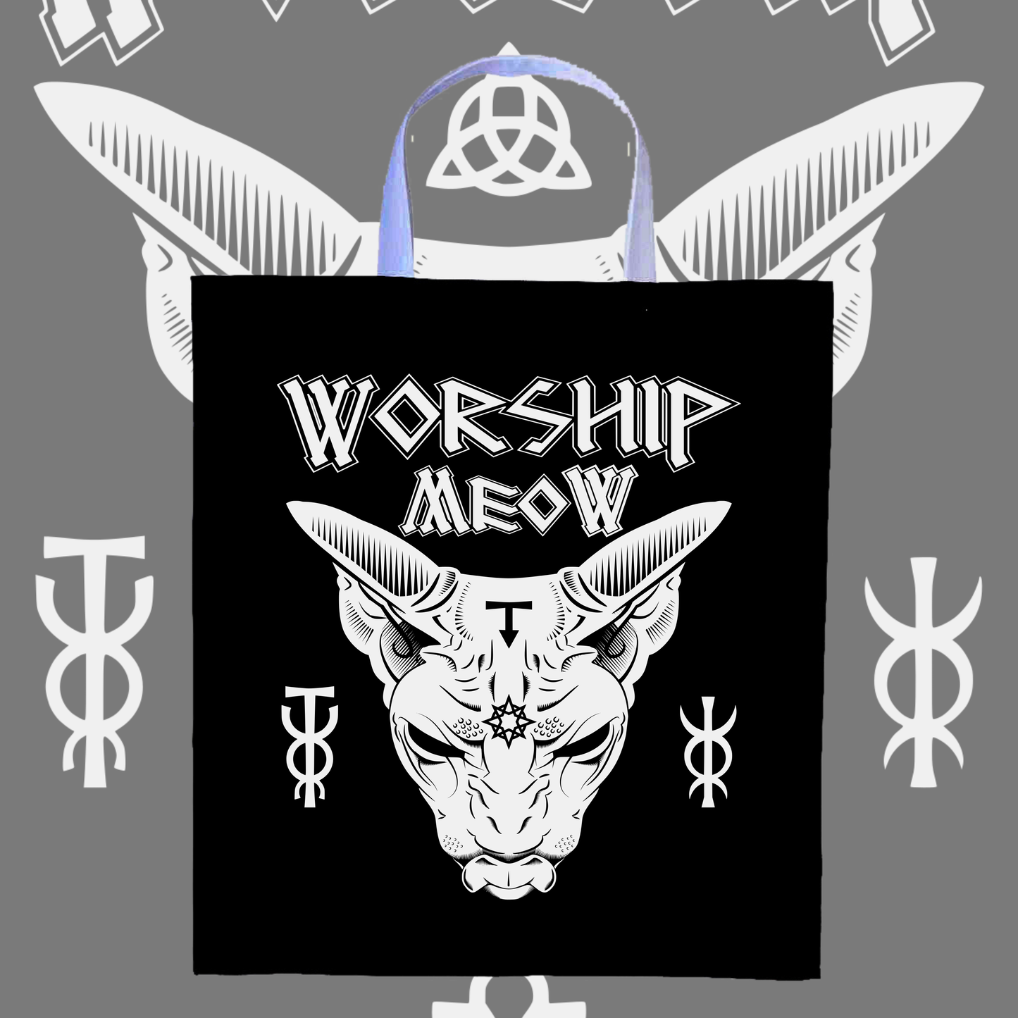 Worship Meow Contrast Tote Bag