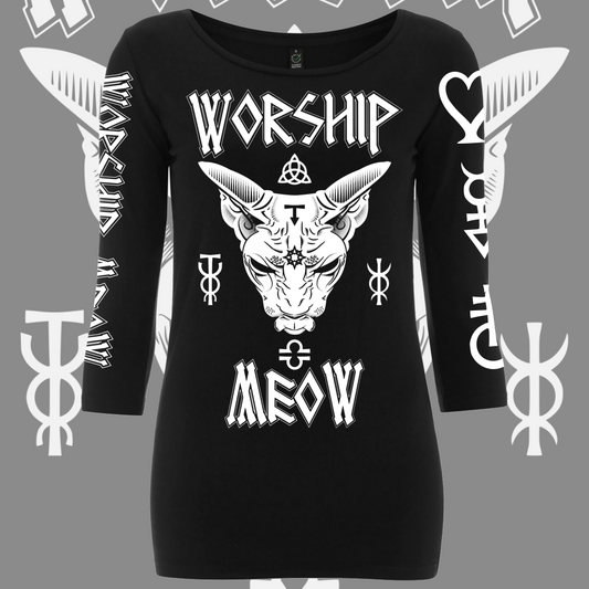 Worship Meow Three Quarter Sleeve Top